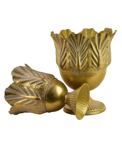 MARINA Komplet 2 osłonek dekoracyjnych Gold 27x27x34/21x21x19cm