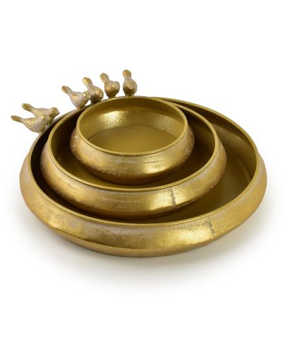 MARINA Komplet 3 poidełek Gold 26x26x5/20x20x5/15x15x5cm