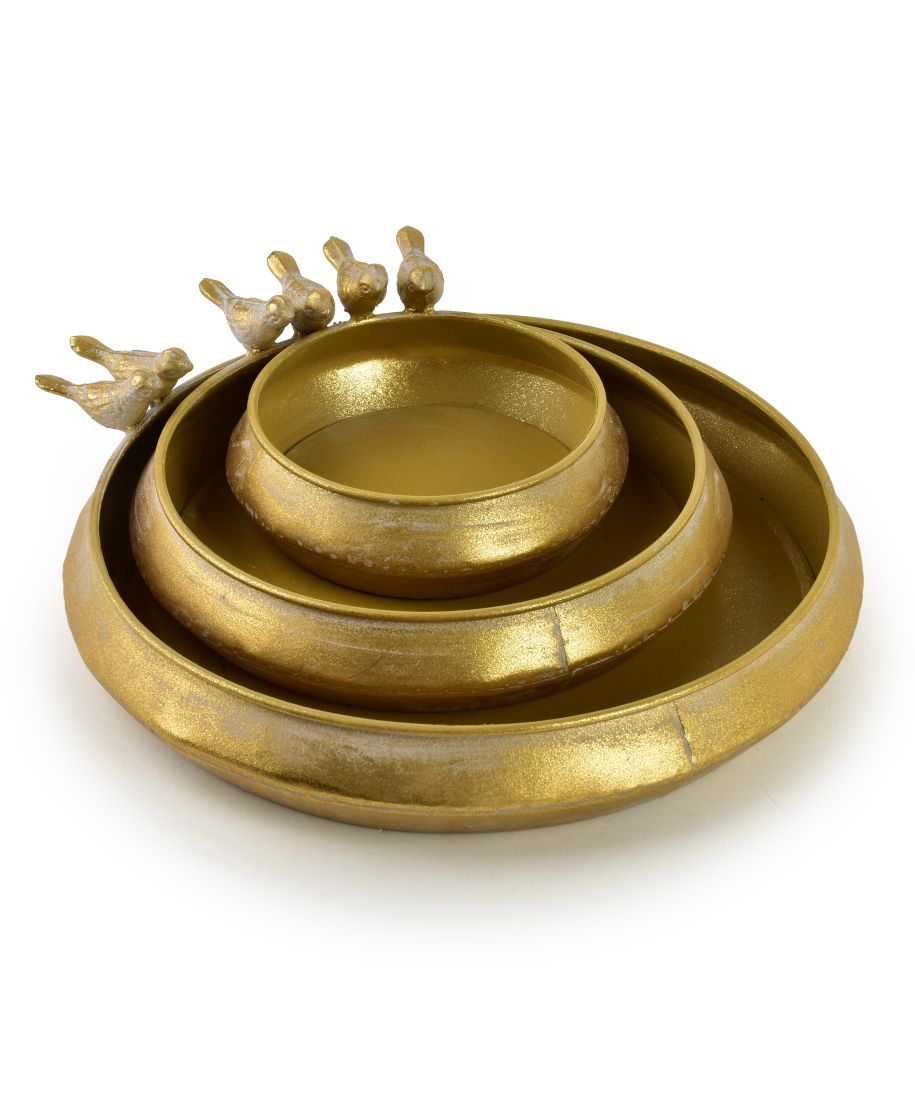 MARINA Komplet 3 poidełek Gold 26x26x5/20x20x5/15x15x5cm