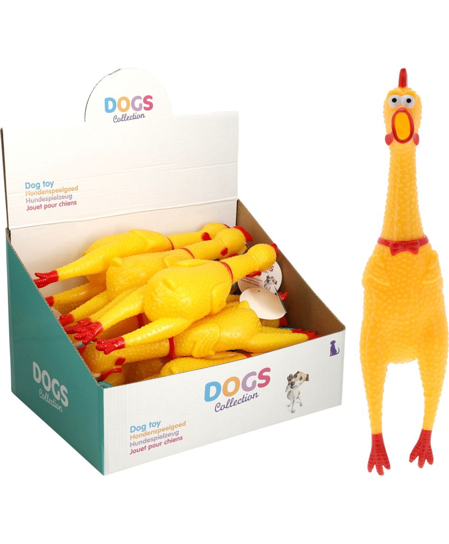 WINYLOWA ZABAWKA DLA PSA KURCZAK 32CM