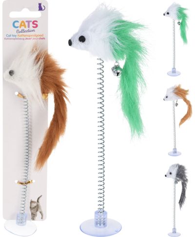 ZABAWKA DLA KOTA MYSZ NA SPRĘŻYNIE 19cm