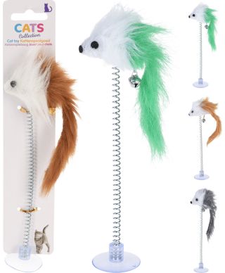 ZABAWKA DLA KOTA MYSZ NA SPRĘŻYNIE 19cm