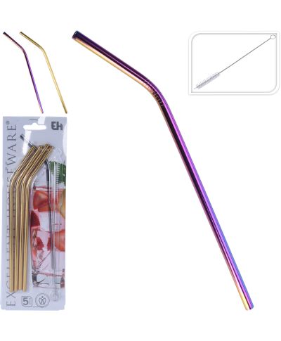 SŁOMKI STALOWE 4SZT + SZCZOTKA