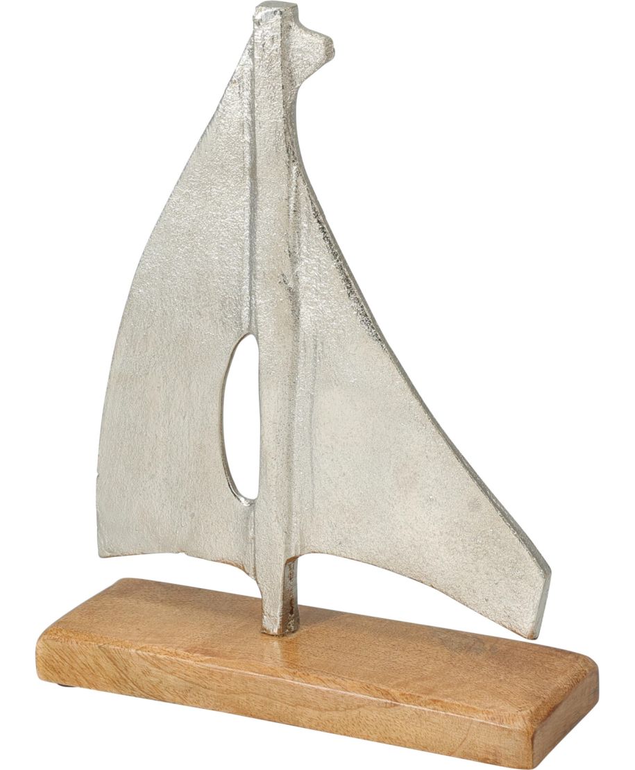 ŁÓDKA NA PODSTAWIE 19X6X24CM SREBRNA