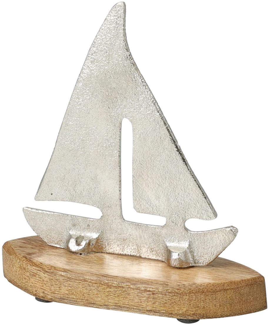 ŁÓDKA NA PODSTAWIE 15X5X17CM SREBRNA