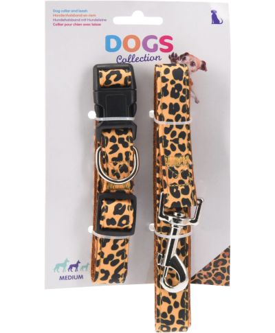 OBROŻA DLA PSA ZE SMYCZĄ LEOPARD