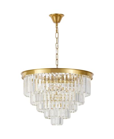 NOWOCZESNY ŻYRANDOL KRYSZTAŁOWY MOSIĘŻNY CAPRIA D50