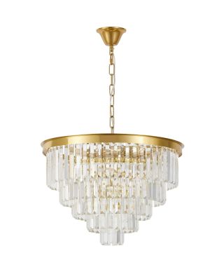 NOWOCZESNY ŻYRANDOL KRYSZTAŁOWY MOSIĘŻNY CAPRIA D50