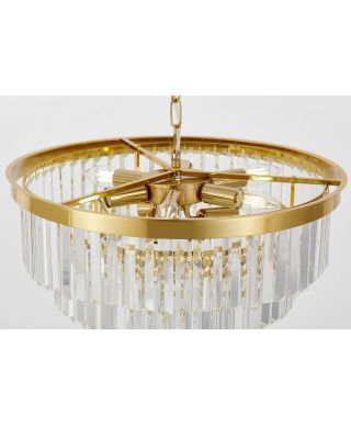 NOWOCZESNY ŻYRANDOL KRYSZTAŁOWY MOSIĘŻNY CAPRIA D50