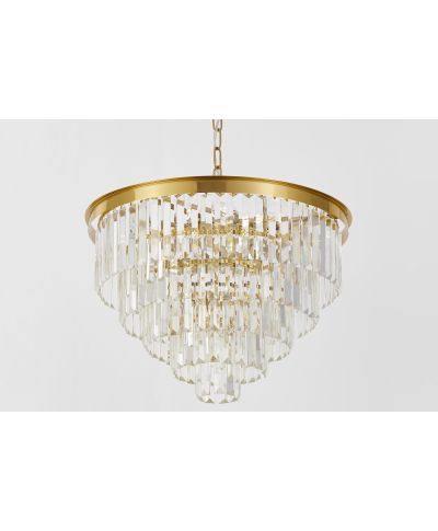 NOWOCZESNY ŻYRANDOL KRYSZTAŁOWY MOSIĘŻNY CAPRIA D50