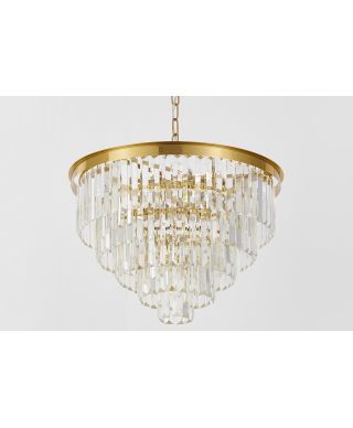 NOWOCZESNY ŻYRANDOL KRYSZTAŁOWY MOSIĘŻNY CAPRIA D50