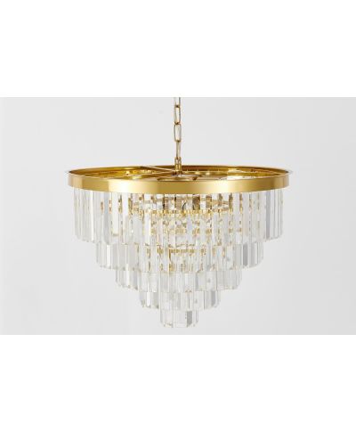 NOWOCZESNY ŻYRANDOL KRYSZTAŁOWY MOSIĘŻNY CAPRIA D50