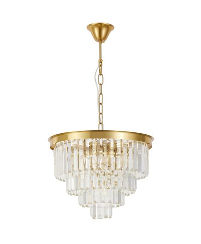 NOWOCZESNY ŻYRANDOL KRYSZTAŁOWY MOSIĘŻNY CAPRIA D40