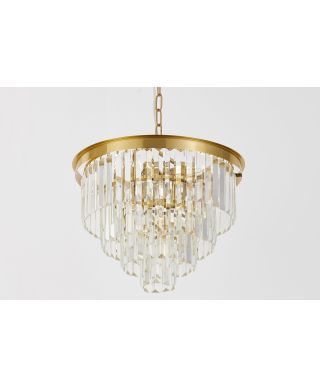 NOWOCZESNY ŻYRANDOL KRYSZTAŁOWY MOSIĘŻNY CAPRIA D40