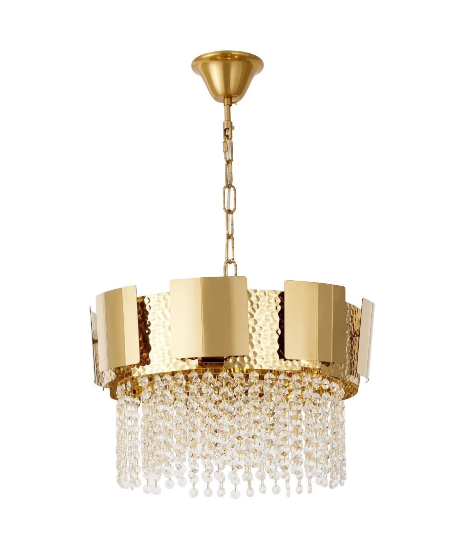 NOWOCZESNY ŻYRANDOL KRYSZTAŁOWY ZŁOTY DIONA D40
